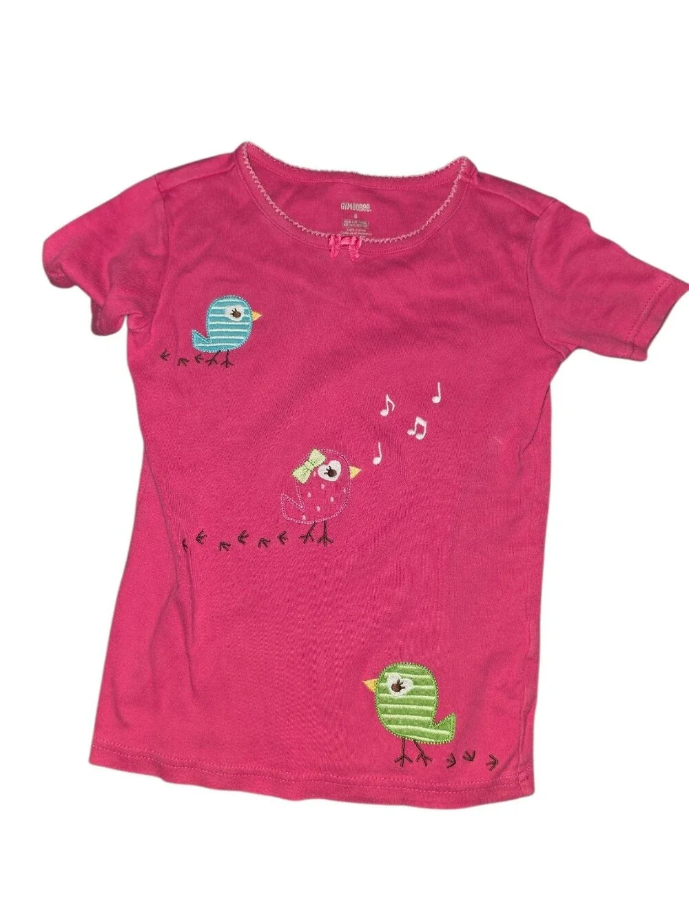 8/2/12. Girks Gymboree Hot Pink Short-Sleeve Tee with Bird Appliques